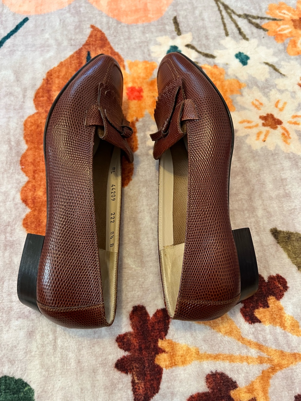 Like NEW Salvatore Ferragamo Brown Textured Leather Kiltie Loafers - Picture 5 of 8
